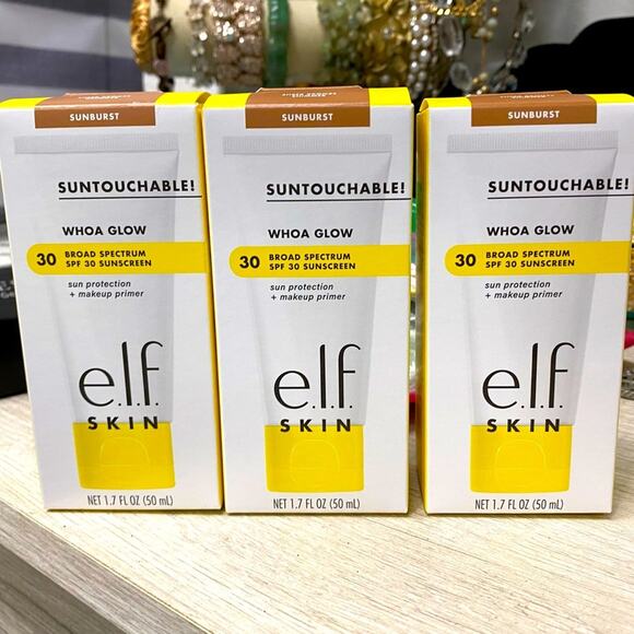 New 3 ELF SUNTOUCHABLE! Whoa Glow SPF 30 Sun Protection + Makeup Primer Sunburst - Picture 1 of 8